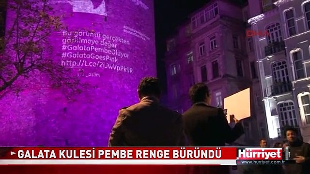 GALATA KULESİ PEMBE RENGE BÜRÜNDÜ