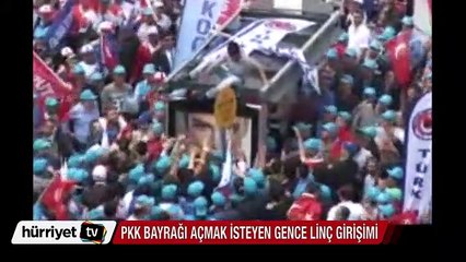 Kadıköy'de PKK bayrağı açmak isteyen gence linç girişimi