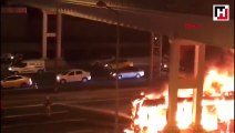 TEM’de yolcu otobüsü alev alev yandı
