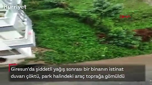 Son dakika! Giresun’da sağanak sitenin istinat duvarı çöktü, bir araç toprak altında kaldı