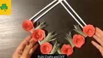 4 Beautiful paper flower wall hanging decoration ideas/diy wall hanging/papercrafts/wall mate/home d