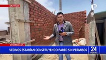 Chorrillos: Construyen pared tomando parte de la vereda y hasta un poste de luz