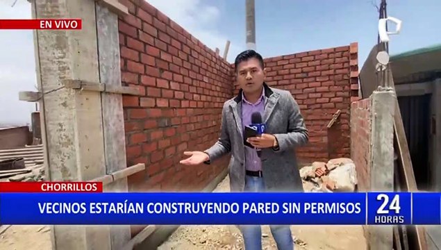 Chorrillos: Construyen pared tomando parte de la vereda y hasta un poste de luz