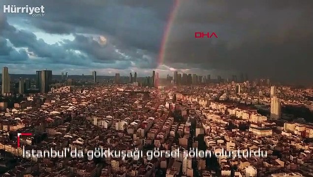 İstanbul'da gökkuşağı görsel şölen oluşturdu