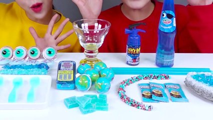 Makanan Warna Biru kutu buku tali jeli Mukbang DONA Indonesia