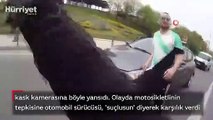 Motosiklet sürücüsünün ölümden döndüğü “makas” terörü kamerada
