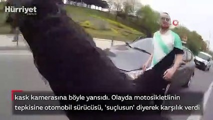 Motosiklet sürücüsünün ölümden döndüğü “makas” terörü kamerada