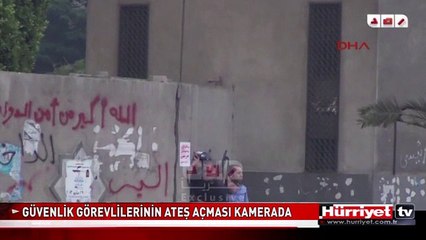 GÜVENLİK GÖREVLİLERİNİN MURSİ YANLILARINA ATEŞ AÇMASI KAMERADA