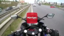 Maltepe'de motosiklet kazası kask kamerasına böyle yansıdı