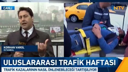 Trafik kazaları anlatılırken kaza oldu
