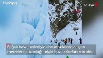 Korkunç olay... Donan şelalede oluşan buz sarkıtları can aldı