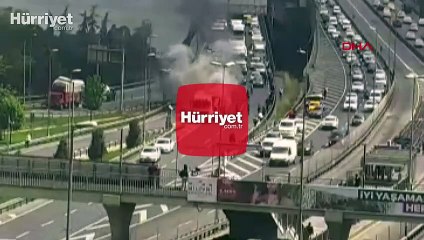 Son dakika... Haliç Köprüsü'nde hafriyat kamyonunda yangın