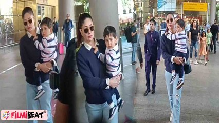 Kareena Kapoor बेटे Jeh के साथ Vacations से आई वापस, भीड़ ने घेरा, Video Viral | FilmiBeat