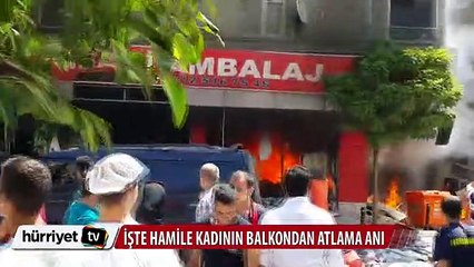 Zeytinburnu'ndaki patlamada 8 aylık hamile kadının atlama anı