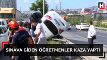 Sınava giden öğretmenler kaza yaptı