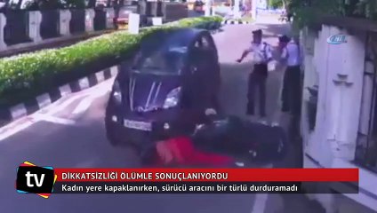 Kadın sürücü aracını bir türlü durduramadı