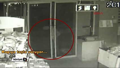 Küçük hırsızın kapıyla mücadelesi kamerada
