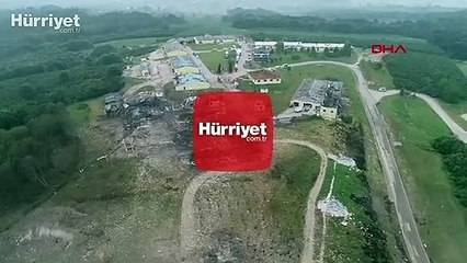 Sakarya'da patlamanın olduğu alandaki hasar havadan görüntülendi