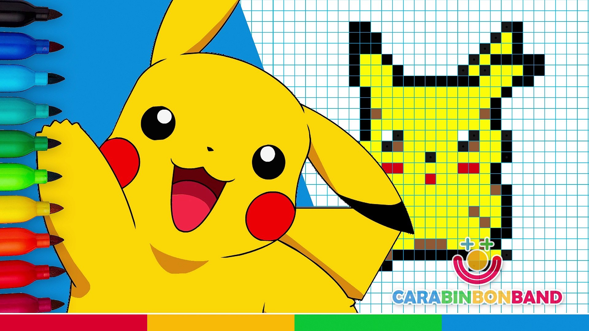 Pixel art - Pokemones para colorear - PIKACHU para colorear - CARA BIN BON  BAND - Vídeo Dailymotion
