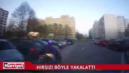 Motosikletli hırsızın kafasına çantasıyla vurdu, hırsızı yakalattı