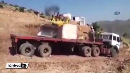Mermer ocağında inanılmaz kaza