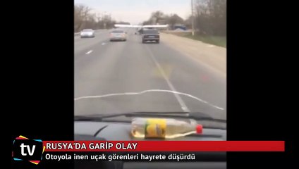 Rusya'da otoyola inen uçak görenleri hayrete düşürdü