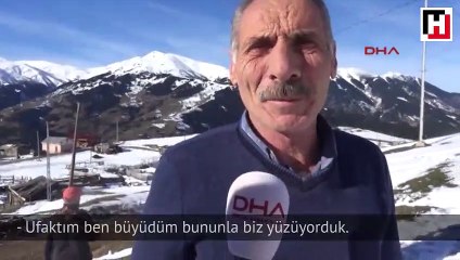 Rize'nin o köyüne kar yağdı, tahtasını alan koştu
