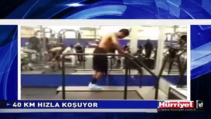 KOŞU BANDINDA 40 KM HIZLA KOŞUYOR