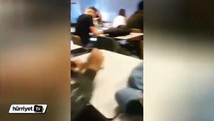 Yangın söndürme tüpüyle öğrenci uyandırmak