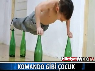 ŞİŞELERİN ÜSTÜNDE ŞINAV ÇEKTİ