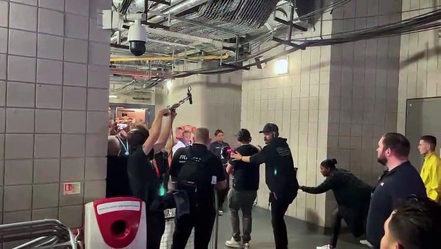 Claressa Shields walks to the ring before defeating Savannah Marshall to become undisputed super-middleweight champion