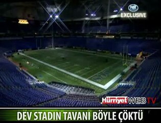 KAR, STADIN ÇATISINI BÖYLE ÇÖKERTTİ