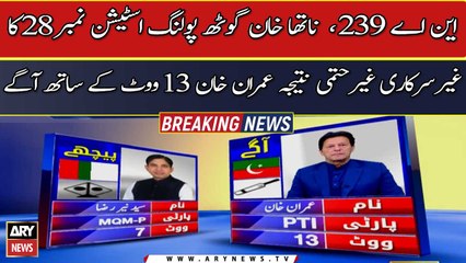 NA 239, Unofficial Inconclusive Result Imran Khan leading