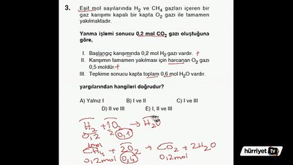 KİMYA SORULARININ ÇÖZÜMLERİ