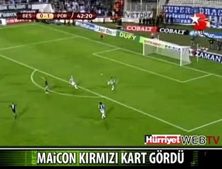 MAİCON BOBO'YU DÜŞÜRDÜ KIRMIZI KARTI GÖRDÜ