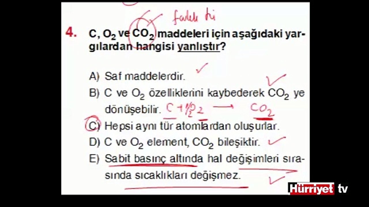 KİMYA SORULARININ ÇÖZÜMLERİ