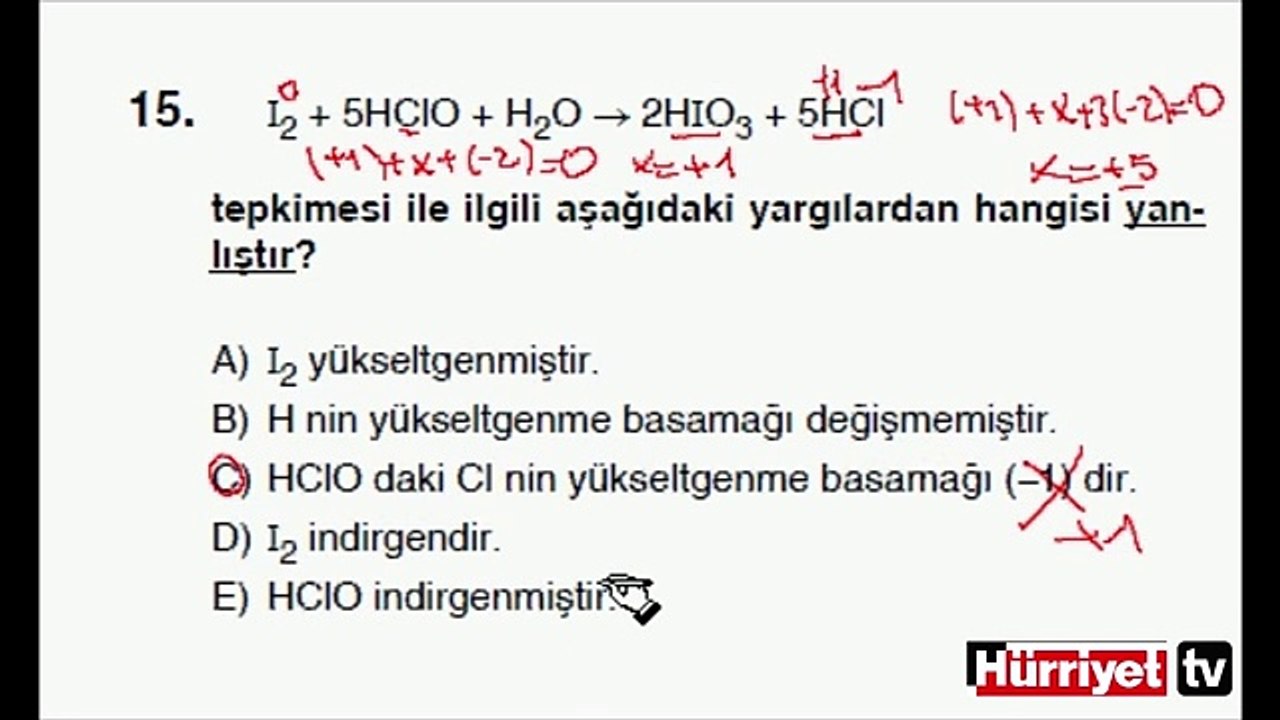 KİMYA SORULARININ ÇÖZÜMLERİ