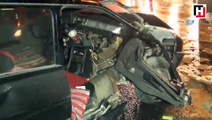 Kaza sonrası otomobili yanan sürücüler olay yerinden kaçtı