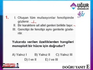 BİYOLOJİ SORULARININ ÇÖZÜMLERİ