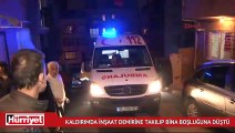 Kaldırımda inşaat demirine takılıp bina boşluğuna düştü