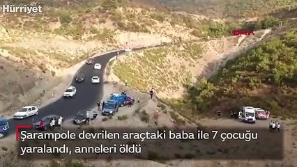 Şarampole devrilen araçtaki baba ile 7 çocuğu yaralandı, anneleri öldü