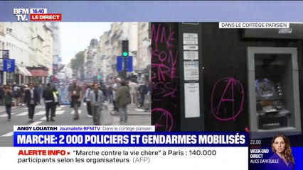 Marche contre la vie chère: des commerces dégradés tout au long du parcours