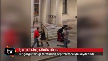 Üç kızın bir erkeğe sokak ortasında saldırdığı ilginç görüntüler