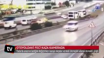 Otoyoldaki feci kaza güvenlik kamerasında