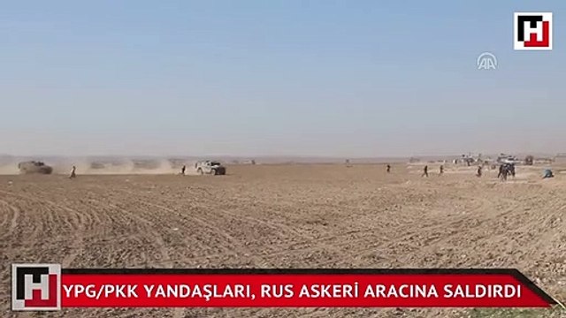 YPG/PKK yandaşları Rus askeri aracına molotofkokteyli ile saldırdı
