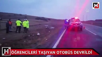 Üniversite öğrencilerini taşıyan otobüs devrildi