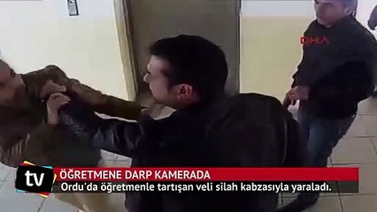 Öğretmene silah kabzasıyla saldırı güvenlik kamerasında