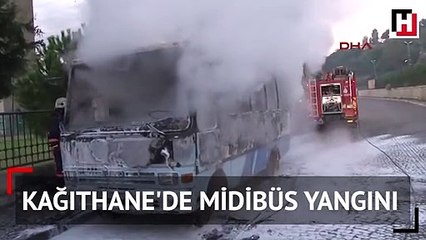 Kağıthane'de midibüs yangını