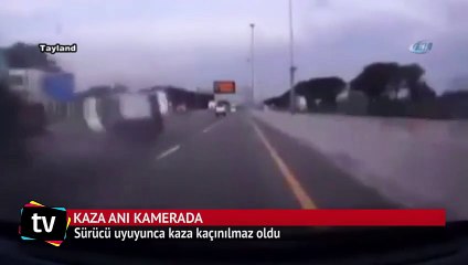 Sürücü uyuyunca kaza kaçınılmaz oldu