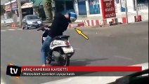 Motosiklet sürerken uyuyakaldı